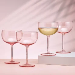 Drinking Glasses|Darbie Angell Vibrance Blush Set of 4 Coupe Cocktail Glasses