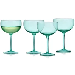 Drinking Glasses|Darbie Angell Vibrance Teal Set of 4 Coupe Cocktail Glasses