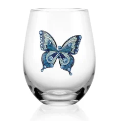 Drinking Glasses|Darbie Angell Dolly Parton Jeweled Mosaic Set of 2 Stemless Wine Glasses