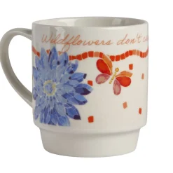 Coffee Mugs|Dolly Parton Mosaic Floral Set of 4 Mugs with Rack