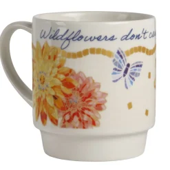 Coffee Mugs|Dolly Parton Mosaic Floral Set of 4 Mugs with Rack