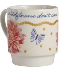 Coffee Mugs|Dolly Parton Mosaic Floral Set of 4 Mugs with Rack