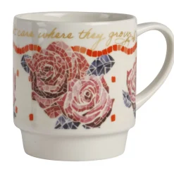 Coffee Mugs|Dolly Parton Mosaic Floral Set of 4 Mugs with Rack