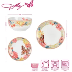 Dinnerware Service For 4|Dolly Parton Mosaic Peach Butterfly 12 Piece Dinnerware Set Service for 4