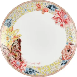 Dinnerware Service For 4|Dolly Parton Mosaic Peach Butterfly 12 Piece Dinnerware Set Service for 4