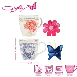 Coffee Mugs|Dolly Parton Mosaic Set of 2 Mugs with Ornaments