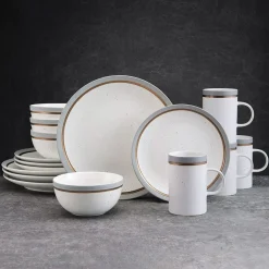 Dinnerware Service For 4|Pfaltzgraff® Ezra Grey 16 Piece Dinnerware Set, Service for 4