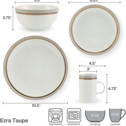 Dinnerware Service For 4|Pfaltzgraff® Ezra Taupe 16 Piece Dinnerware Set, Service for 4