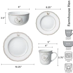 Dinnerware Service For 4|Dinnerware Service For 8|Pfaltzgraff® Farmhouse Hen Dinnerware Set
