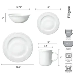 Dinnerware Service For 4|Dinnerware Service For 8|Pfaltzgraff® Filigree® Dinnerware Set