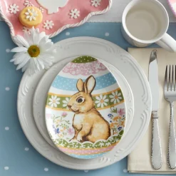 Salad Plates|Pfaltzgraff® Filigree® Flowers Bunny Egg Plate