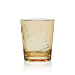 Drinking Glasses|Fitz and Floyd Wildflower Double Old Fashioned Glasses Set of 4, Gold