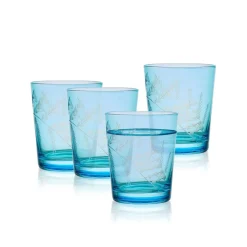 Drinking Glasses|Fitz and Floyd Wildflower Double Old Fashioned Glasses Set of 4, Blue