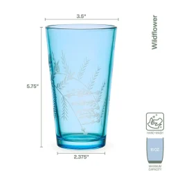 Drinking Glasses|Fitz and Floyd Wildflower Highball Glasses Set of 4, Blue