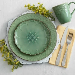 Coffee Mugs|Pfaltzgraff® French Lace Set of 4 Green Mugs