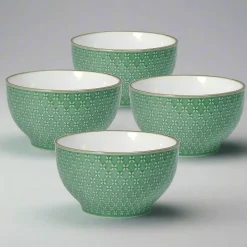 Soup Cereal Bowls|Pfaltzgraff® French Lace Set of 4 Green Soup Cereal Bowls