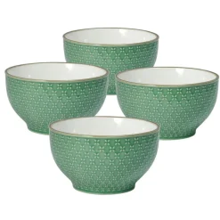 Soup Cereal Bowls|Pfaltzgraff® French Lace Set of 4 Green Soup Cereal Bowls