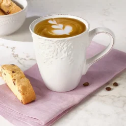 Coffee Mugs|Pfaltzgraff® French Lace Set of 4 White Mugs