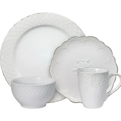 Dinnerware Service For 4|Dinnerware Service For 8|Pfaltzgraff® French Lace White 16 Piece Dinnerware Set Service for 4