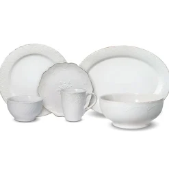 Dinnerware Service For 8|Pfaltzgraff® French Lace White Service for 8 with Serveware