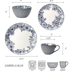 Dinnerware Service For 4|Pfaltzgraff® Gabriela Blue 16 Piece Dinnerware Set, Service for 4