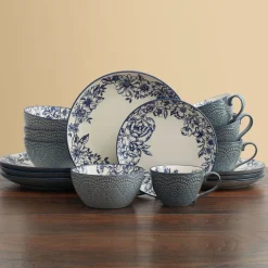 Dinnerware Service For 4|Pfaltzgraff® Gabriela Blue 16 Piece Dinnerware Set, Service for 4