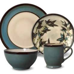 Dinnerware Service For 4|Dinnerware Service For 8|Gourmet Basics® Gourmet Basics Belmont Round Blue Stalks Dinnerware Set