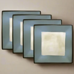 Dinner Plates|Gourmet Basics® Gourmet Basics Belmont Set of 4 Blue Square Dinner Plates