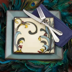 Dinner Plates|Gourmet Basics® Gourmet Basics Belmont Set of 4 Blue Square Dinner Plates