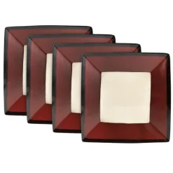 Dinner Plates|Gourmet Basics® Gourmet Basics Belmont Set of 4 Red Square Dinner Plates