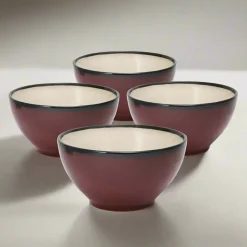 Soup Cereal Bowls|Gourmet Basics® Gourmet Basics Belmont Set of 4 Red Soup Cereal Bowls