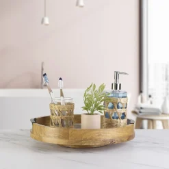 Lazy Susans|Gourmet Basics® Gray Marble Lazy Susan Serve Tray