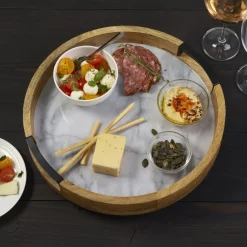 Lazy Susans|Gourmet Basics® Gray Marble Lazy Susan Serve Tray