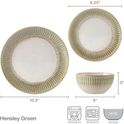Dinnerware Service For 4|Pfaltzgraff® Hensley Green 12 Piece Dinnerware Set, Service for 4