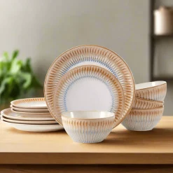 Dinnerware Service For 4|Pfaltzgraff® Hensley Taupe 12 Piece Dinnerware Set, Service for 4
