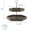 Fruit And Storage Baskets|Gourmet Basics® Hexagon 2 Tiered Mango Wood Serve Tray