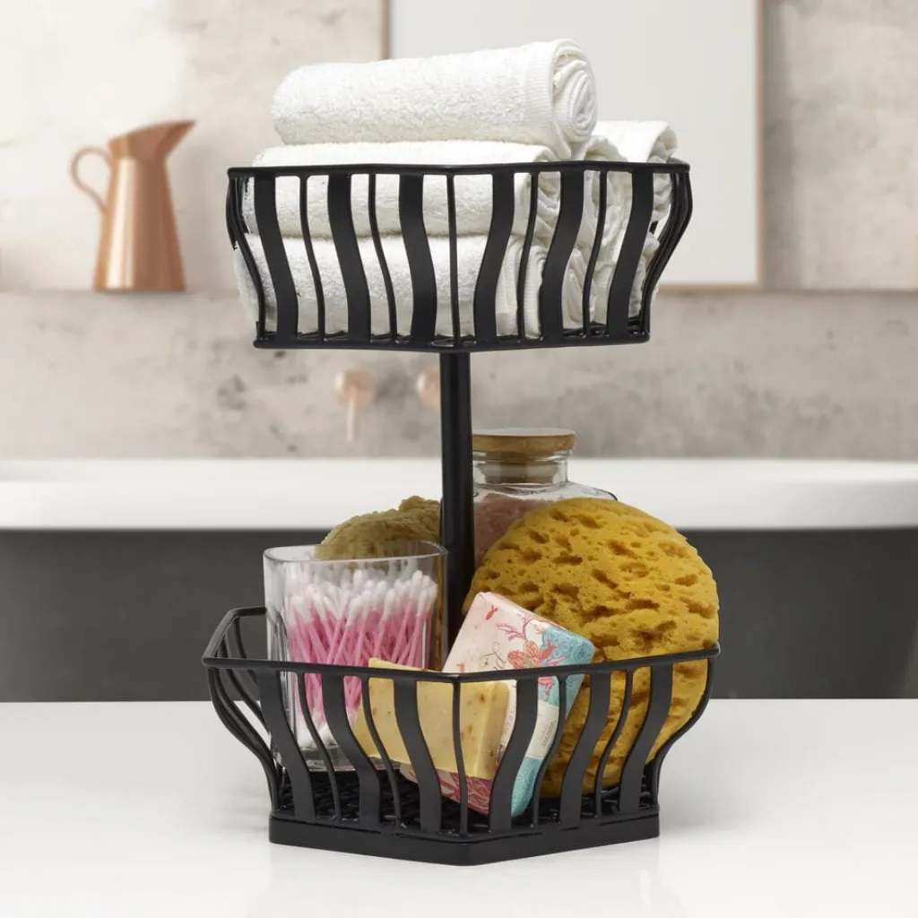 Fruit And Storage Baskets|Gourmet Basics® Hex 2 Tier Storage Basket