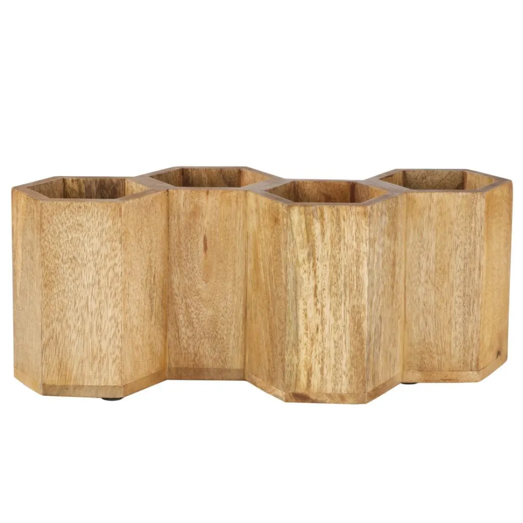 Flatware Caddies|Gourmet Basics® Hex Wood Flatware Storage Caddy
