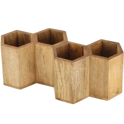 Flatware Caddies|Gourmet Basics® Hex Wood Flatware Storage Caddy