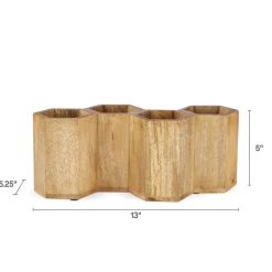 Flatware Caddies|Gourmet Basics® Hex Wood Flatware Storage Caddy