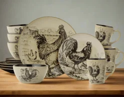 Dinnerware Service For 4|Pfaltzgraff® Homespun Rooster 16 Piece Dinnerware Set, Service for 4