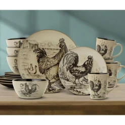 Dinnerware Service For 4|Pfaltzgraff® Homespun Rooster 16 Piece Dinnerware Set, Service for 4