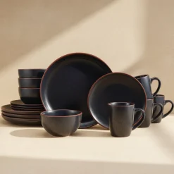 Dinnerware Service For 4|Pfaltzgraff® Hunter Black 16 Piece Dinnerware Set, Service for 4