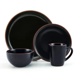 Dinnerware Service For 4|Pfaltzgraff® Hunter Black 16 Piece Dinnerware Set, Service for 4