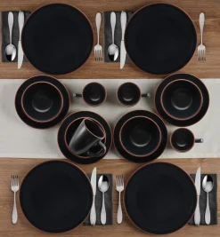 Dinnerware Service For 4|Pfaltzgraff® Hunter Black 16 Piece Dinnerware Set, Service for 4