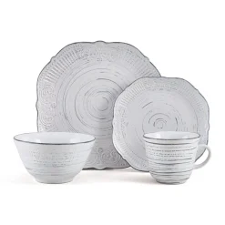 Dinnerware Service For 4|Pfaltzgraff® Isabella Gray 16 Piece Dinnerware Set, Service for 4