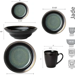 Dinnerware Service For 4|Dinnerware Service For 8|Gourmet Basics® Jade Dinnerware Set