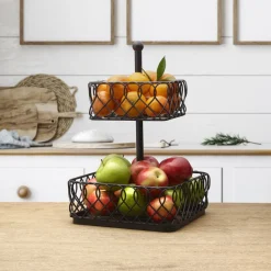 Fruit And Storage Baskets|Gourmet Basics® Juliette 2 Tier Storage Basket