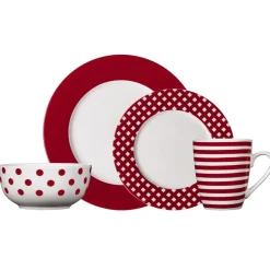 Dinnerware Service For 4|Pfaltzgraff® Kenna Red 16 Piece Dinnerware Set, Service for 4