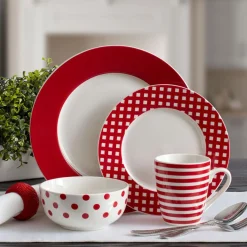 Dinnerware Service For 4|Pfaltzgraff® Kenna Red 16 Piece Dinnerware Set, Service for 4